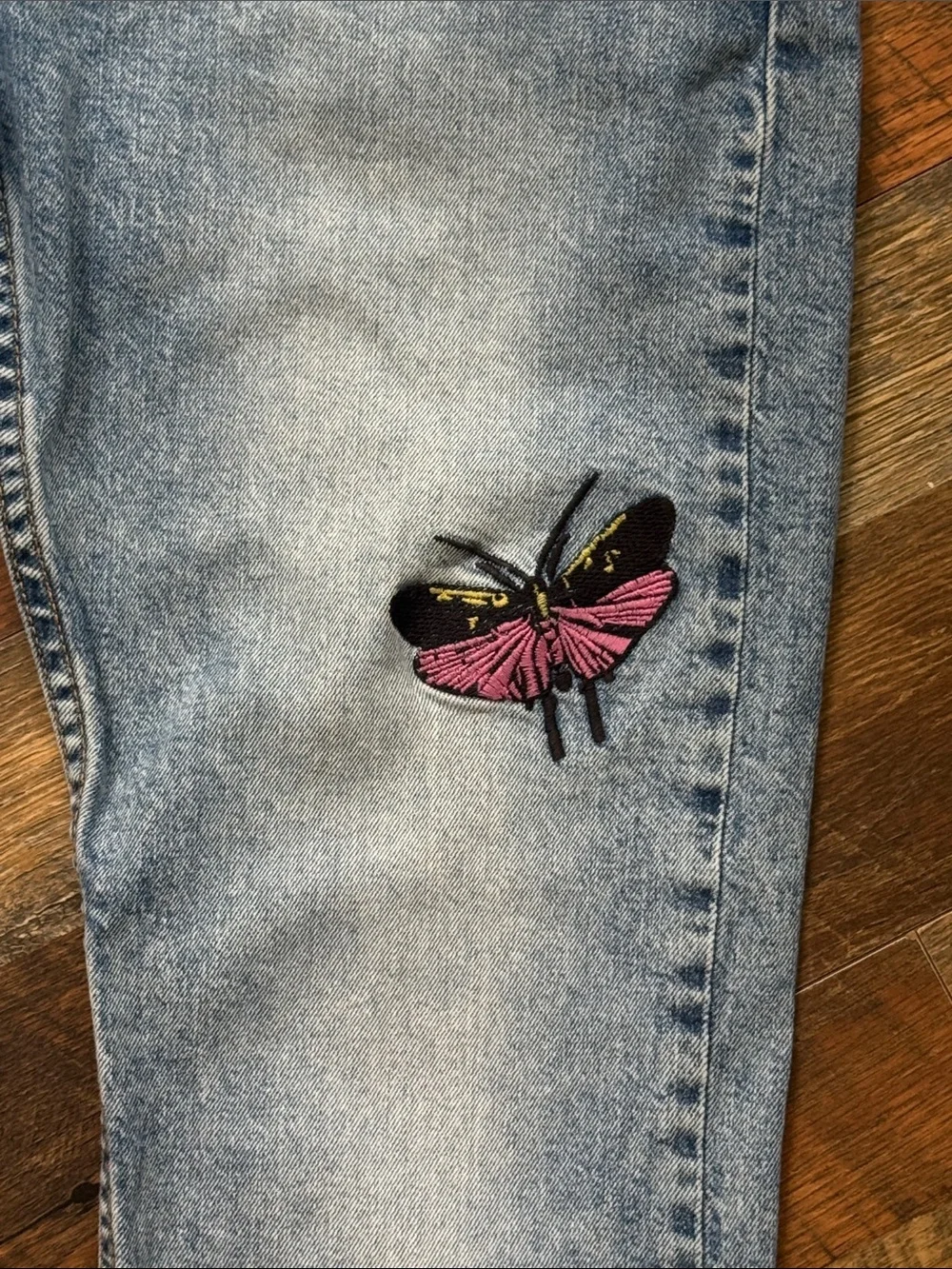 Levi’s 512 Slim Taper Embroidered Insect Jeans W31 L30 Dragonfly Butterfly